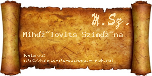 Mihálovits Szimóna névjegykártya